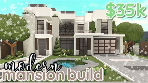 35k Modern Mansion Bloxburg House Build With Voice Youtube