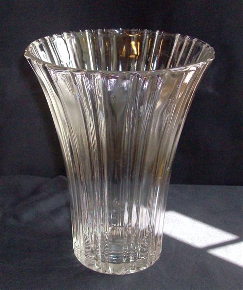 Large Ribbed Clear Glass Vase Clear Glass Vases Vase Glass