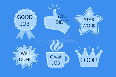 Set Of Good Job And Great Job Stickers Vector Illustration Stock