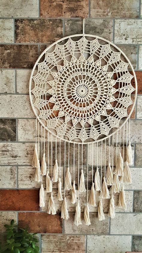 Extra Large Dream Catcher 18 Inch Crochet White Etsy In 2021