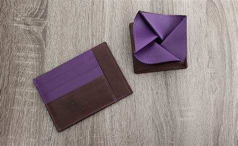 Rigid Wallet For Men Row Brown And Ultra Violet Leather Portfolio
