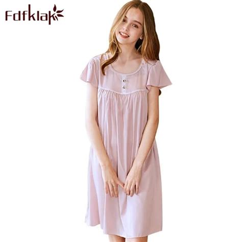Fdfklak Summer New Nightwear Cotton Nightgown Nighties For Women Sleepwear Ladies Lingerie Short