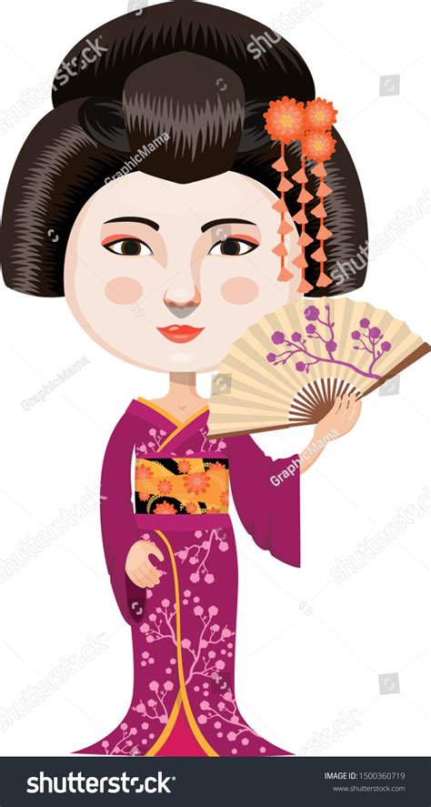 Traditional Japanese Geisha Cartoon Vector Character Vetor Stock Livre De Direitos 1500360719