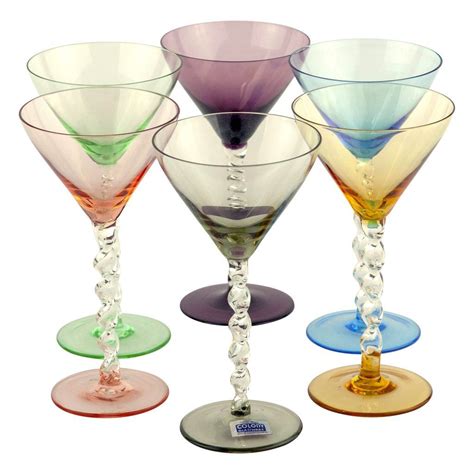 Multi Color Twisted Stem Mid Century Vintage Cocktail Glasses Available At The Hour And Thehours