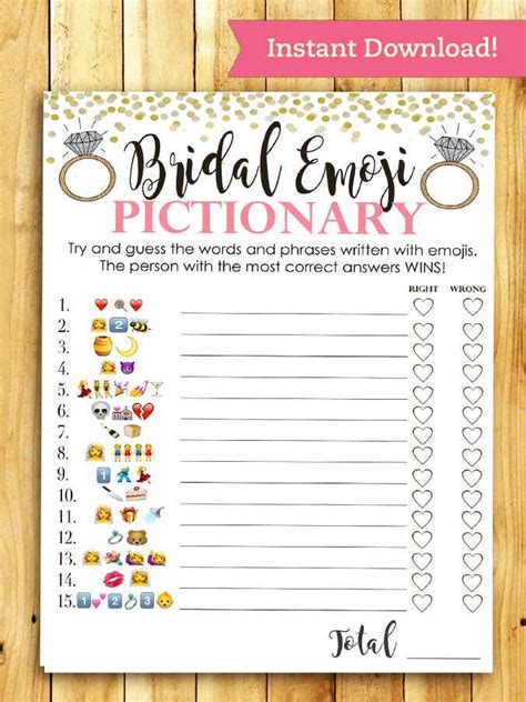 Answer Key Emoji Bridal Shower Game Free Printable Bridal Emoji