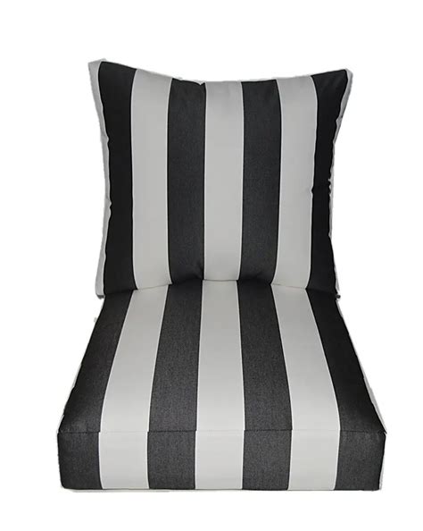 Buy Sunbrella Cabana Classic Black And White Stripe Cushion Set For