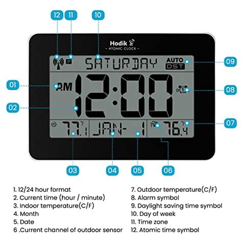 Hodik Atomic Clock With Indoor Outdoor Temperature Wireless Large 114