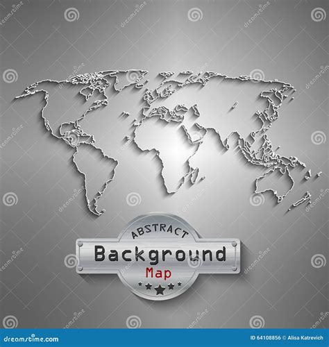 Hand Drawn Gray World Map On A Grey Background Stock Vector