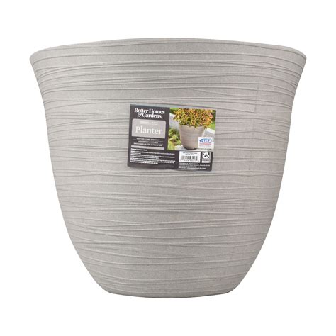 better homes and gardens terrence 19 wide round resin planter cement color