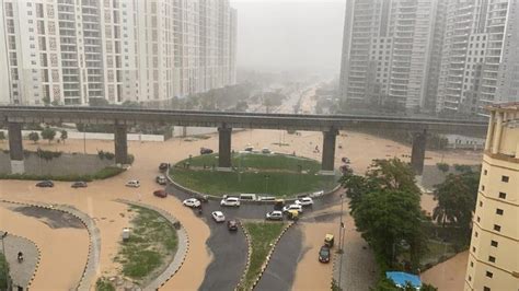 Heavy Rain Causes Waterlogging At Key Stretches Of Gurugram