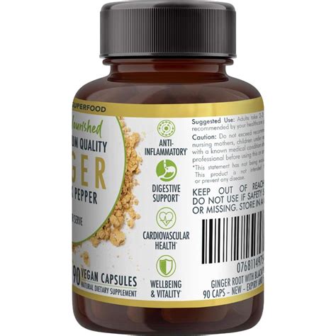 Nutra Nourished Organic Ginger Capsules With Black Pepper Anti Inflammatory Vegan Caps