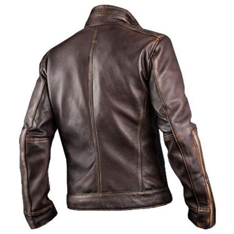 Mens Cowhide Cafe Racer Biker Leather Jacket Cowhide Leather Jacket