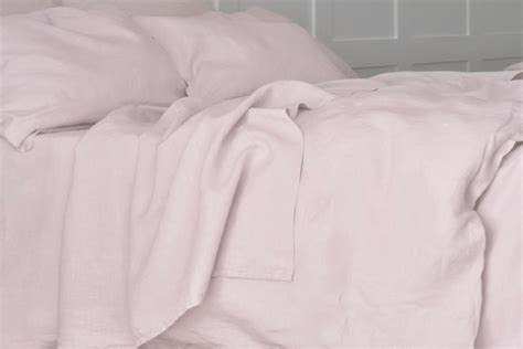 Pure Natural Linen Flat Sheets Chalk Pink Linen Company