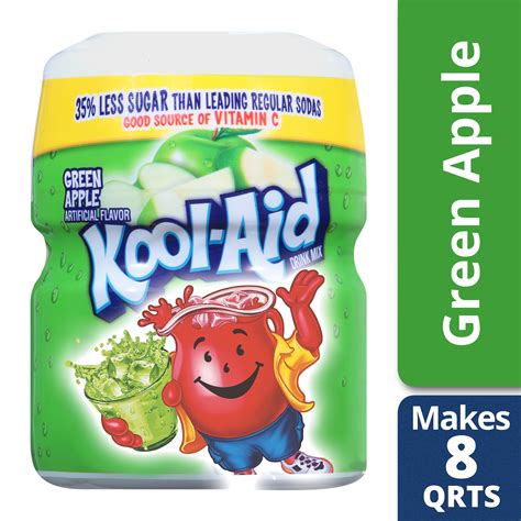 Kool Aid Sweetened Green Apple Powdered Drink Mix Caffeine Free 195