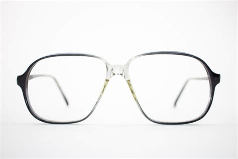 vintage eyeglass frame oversized clear grey fade 80s etsy