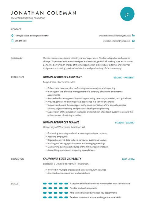 Take a look at our cv examples in increase your chances of finding a job and create your cv with one of our professionally designed cv templates. Human Resources Resume: Examples, Template & Complete ...