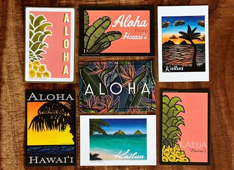 Set Of 7 Postcards Hawaiian Postcard Postcard Art Hawaii Postcards