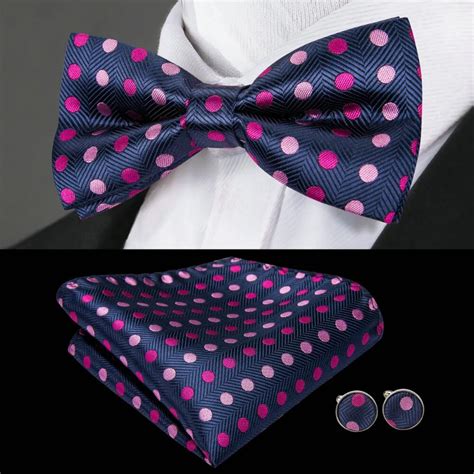 Buy Mens Bow Tie New Arrival Pink Dots Silk Hanky