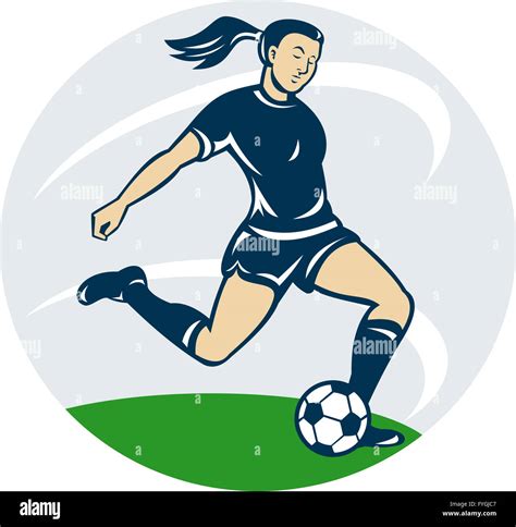 Soccer Player Woman Kicking Ball Stock Photo Alamy