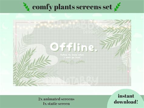 Twitch Stream Overlay Package Cute Comfy Plants Animated Etsy