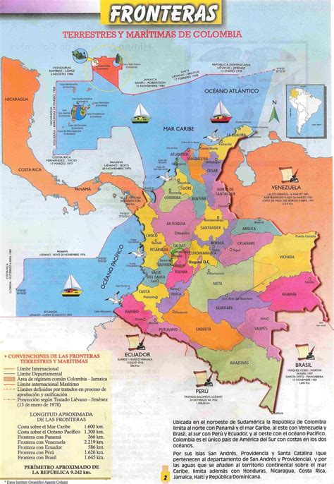 Mapas De Colombia MAPA DE LAS FRONTERAS DE COLOMBIA