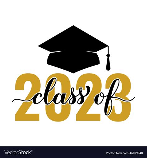 Class Of 2023 Lettering With Graduation Cap Vector Image