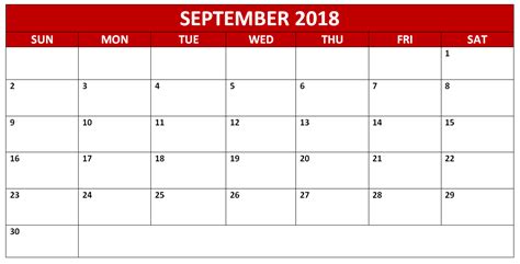 Blank September 2018 Calendar Printable Free Download 2018 Calendar