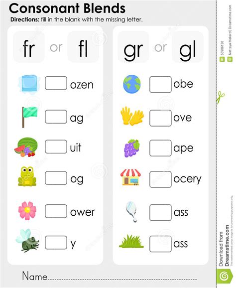 Consonant Clusters Worksheets Pdf Two Letter Blend Songs
