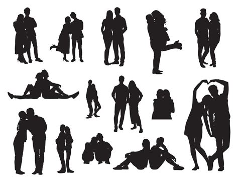 couple silhouette set romantic couple silhouettes 12252640 vector art at vecteezy