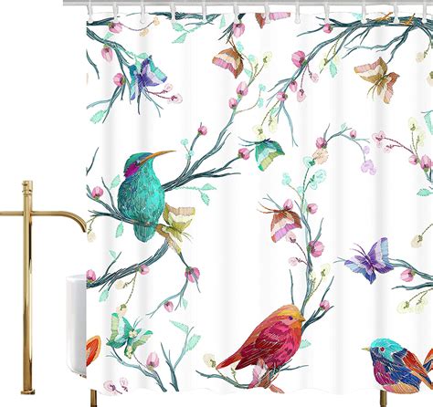 Amazon Com Ao Blare Bird Shower Curtain Watercolor Elements Flower