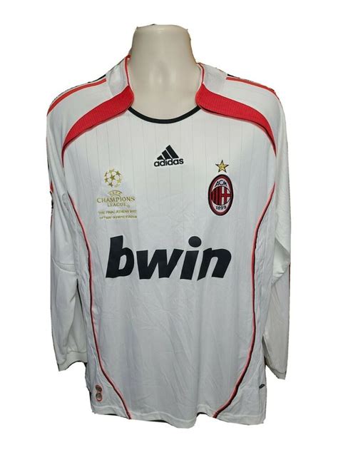 2007 Adidas Ac Milan Kaka 22 Mens White Xl Long Sleeve Soccer Jersey