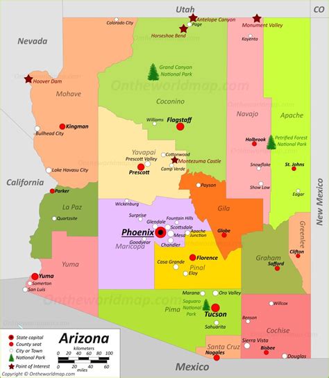 Map Of Arizona Counties And Cities World Map