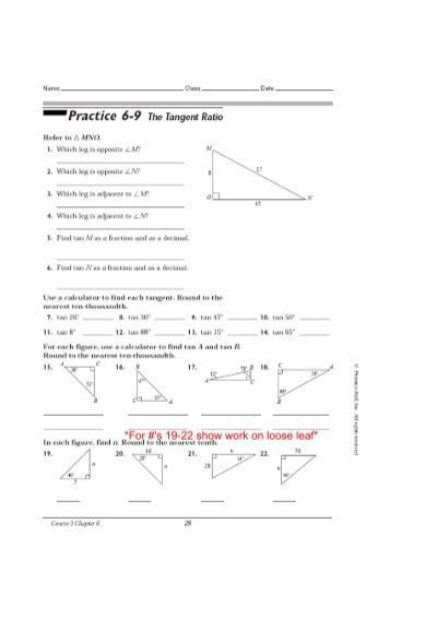 Sine Cosine And Tangent Worksheets