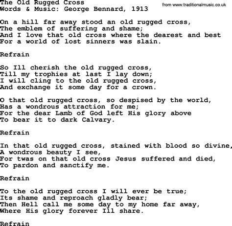For 'twas on that old cross jesus suffered and died to pardon. Holy Week Hymns, Song: The Old Rugged Cross - lyrics, midi ...