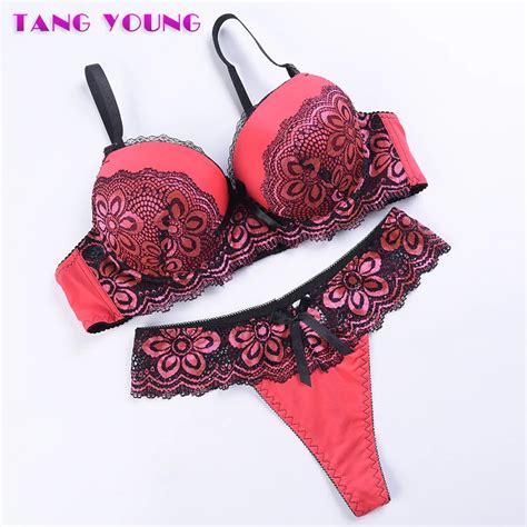 Sexy Lace Underwear Set Women Seamless Bow Push Up Bra And Panty Sets Gather Lingerie Female Set