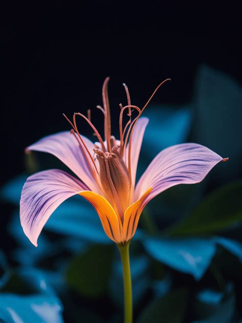 Premium Free Ai Images Macro Photo Of Bioluminescent Flower Of Lily