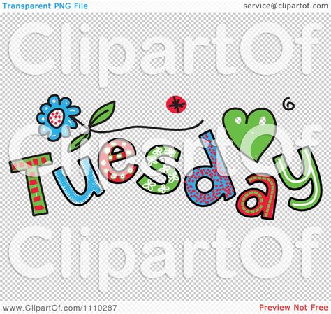 Clipart Colorful Sketched Tuesday Text Royalty Free