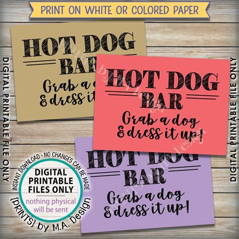 Hot Dog Bar Sign Grab A Dog And Dress It Up Build Your Own Hot Etsy