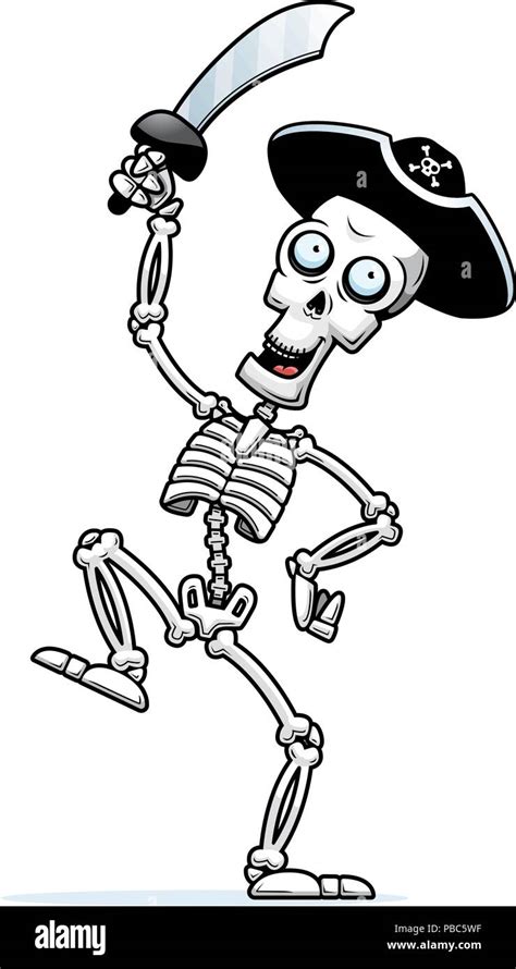 A Cartoon Illustration Of A Pirate Skeleton Dancing Around Stock Vector