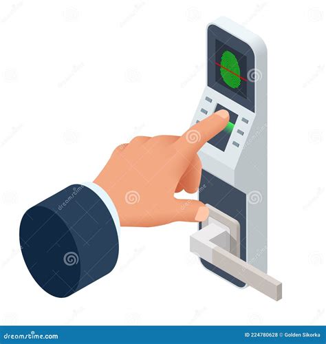 Isometric Finger Print Scan For Enter Security System Biometric Access