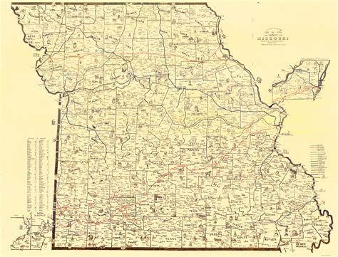 Old Railroad Maps Missouri Railway Mail Service Mo By Galbraith