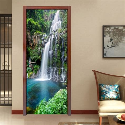 3d Photo Wallpaper Waterfall Nature Landscape Door Sticker Pvc