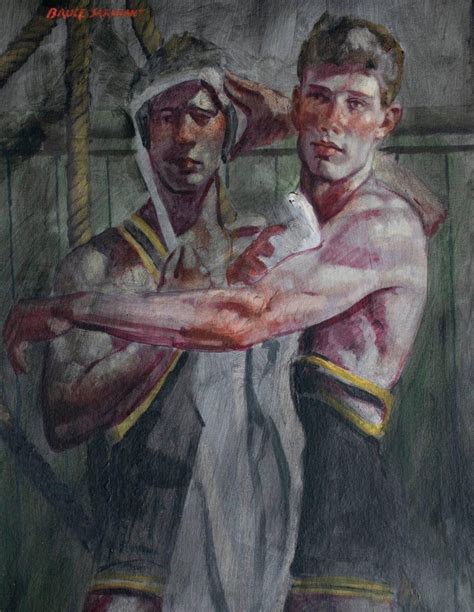 Mark Beard The Wrestlers Painting Of Two Male Athletes By Mark Beard