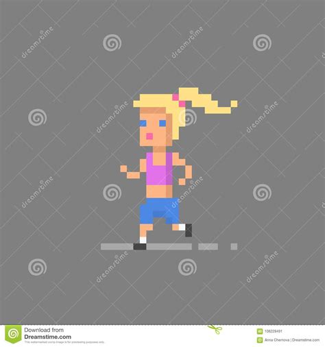 Pixel Art Running Woman Stock Vector Illustration Of Isolated 108228491