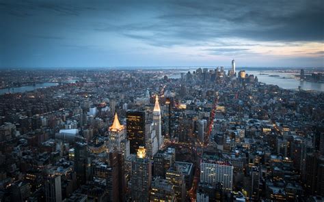 Architecture City Cityscape Manhattan Empire State Building Sky Clouds