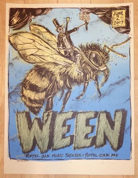 2017 Ween Royal Oak Silkscreen Concert Poster By Dan Grzeca Poster