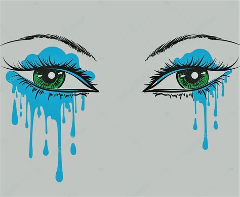 Vector Beautiful Illustration With Crying Eyes Womens Watery E