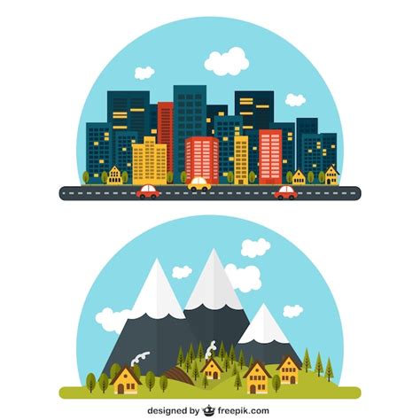 Free Vector Rural And Urban Landscape
