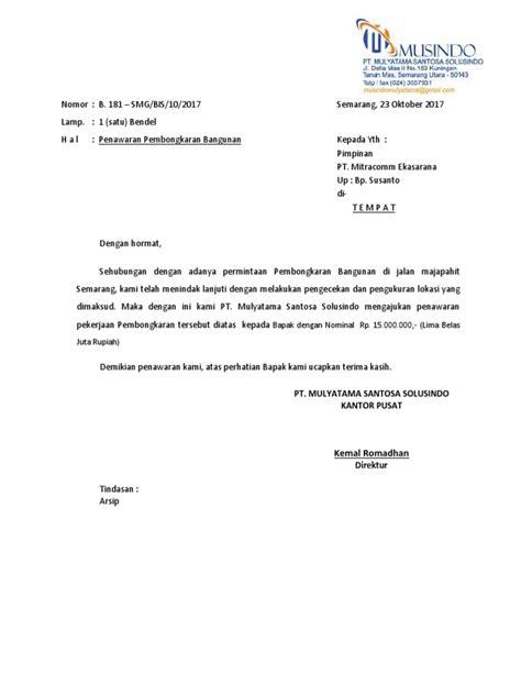 Surat Penawaran Pembongkaran Bangunan Pdf