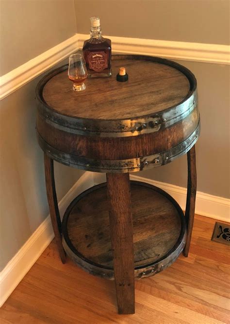 whiskey barrel pub table handcrafted from a whiskey barrel bistro table etsy uk wine barrel